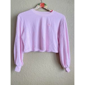 Stoney Clover Lane for Target Pink Terry Cloth Long Sleeve Cropped Top Size XXS